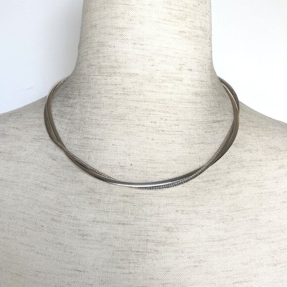 Dyadema Sterling Silver Double Strand Reversible Twisted Omega Chain Necklace - Picture 1 of 16
